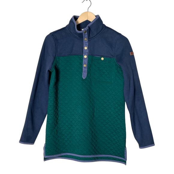 L.L. Bean green and blue quilted sweatshirt top size medium M B53 - Picture 2 of 5